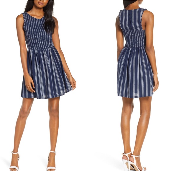 BB Dakota Dresses & Skirts - (Sold) BB Dakota You Can Jive Striped Smocked Dres